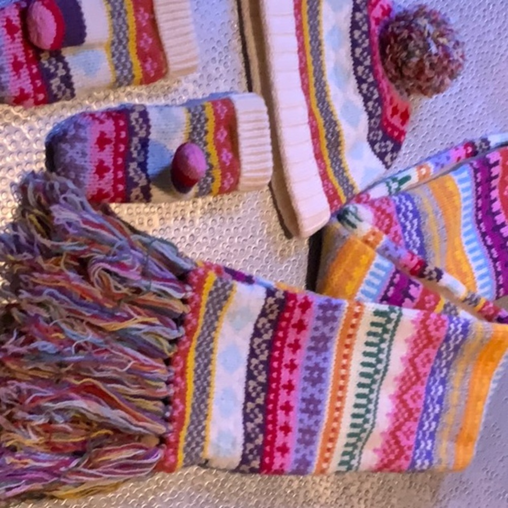 Gap Striped Scarf, Toboggan & Mittens Set